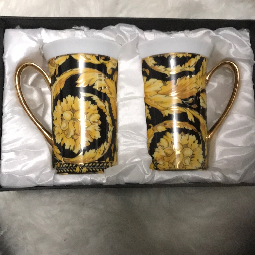 Versace inspired “Barocco” print Mug Set